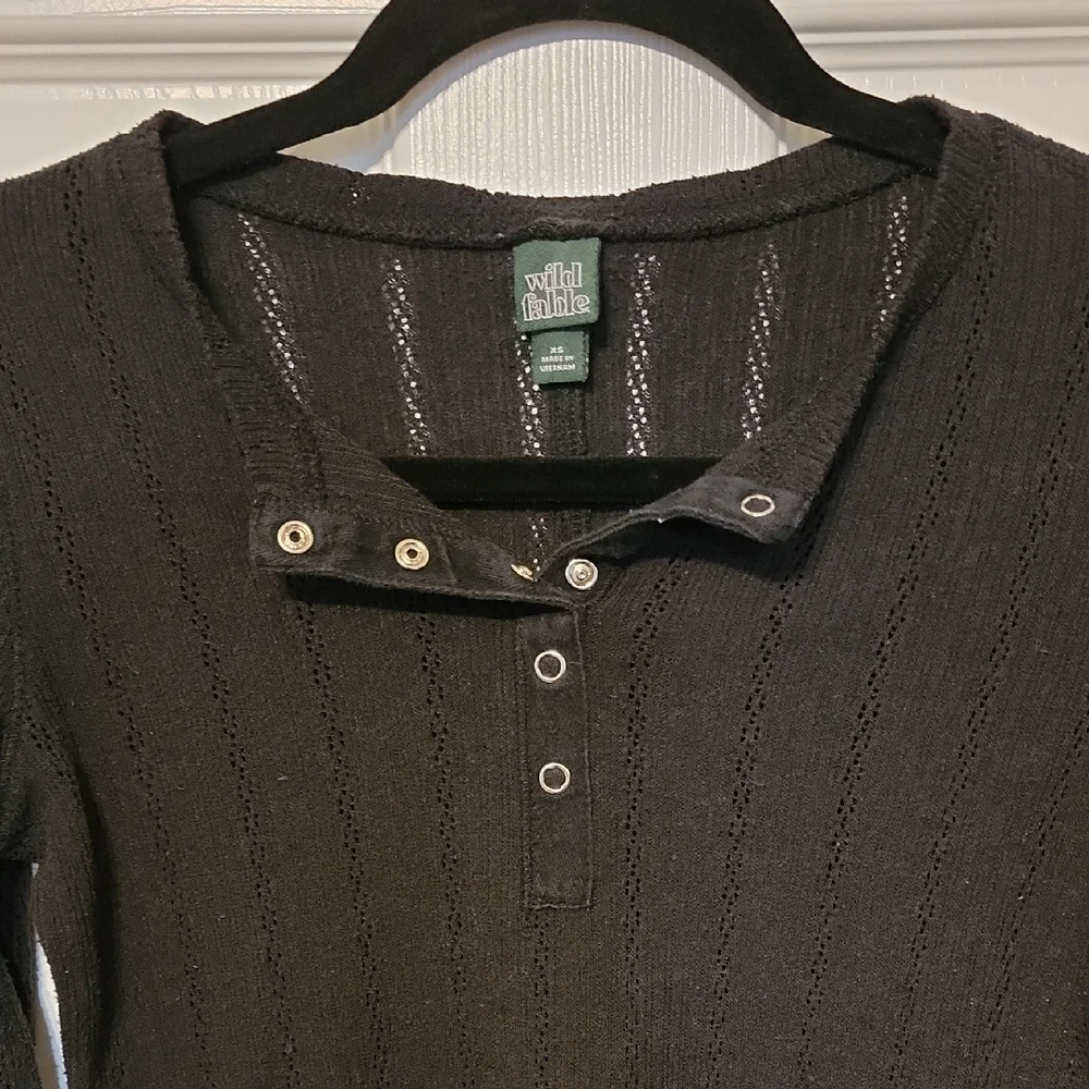 Black Long Sleeve Women's Top - Picture 2 of 7